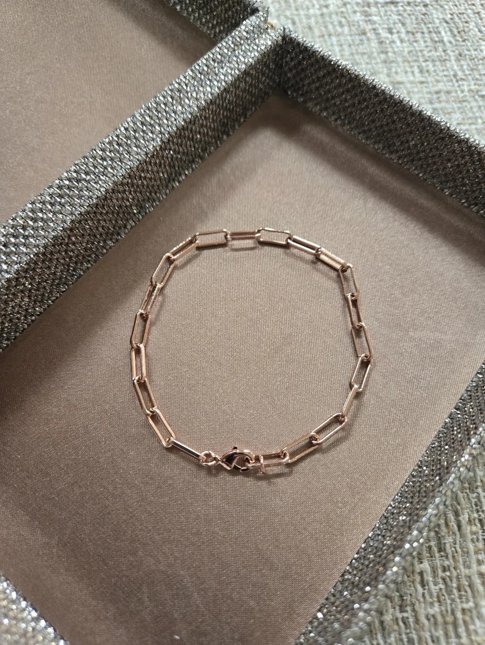 Rose Gold Paperclip Link Bracelet - Picture 4 of 6